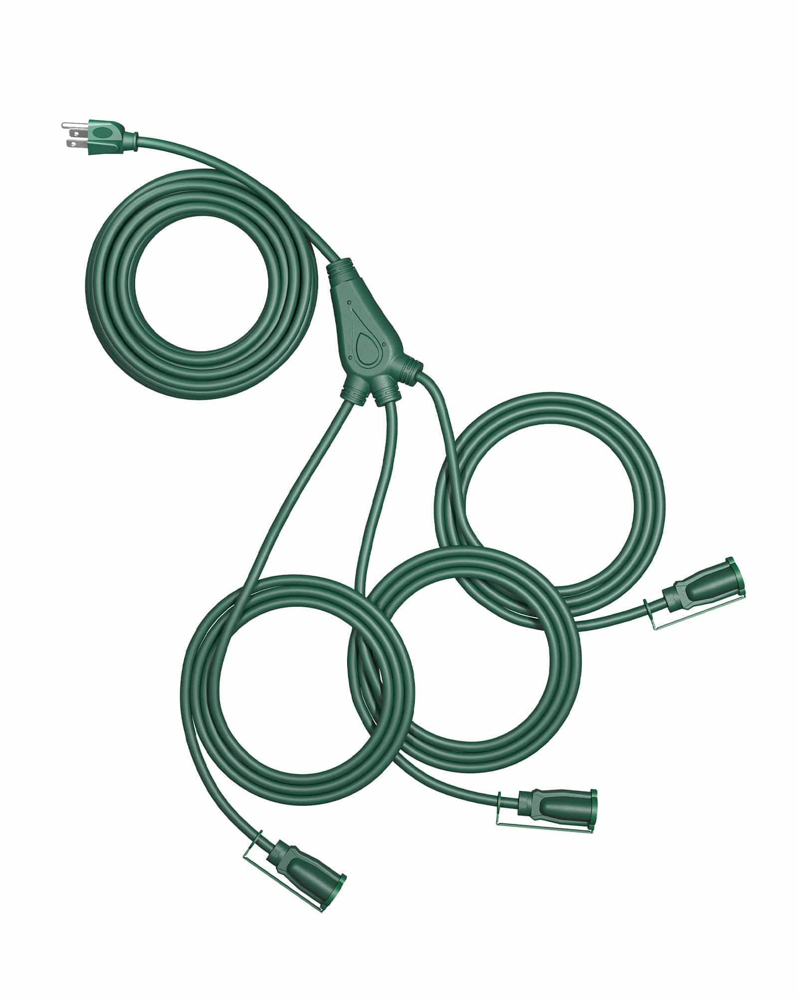DEWENWILS Outdoor Extension Cord 1 to 3 Splitter for Christmas, Total 52FT, 13A 125V 1625W 16/3C SJTW Extension Cord Outdoor, Heavy Duty Extension Cord for Holiday Decorations, Outdoor Light-HSC103F