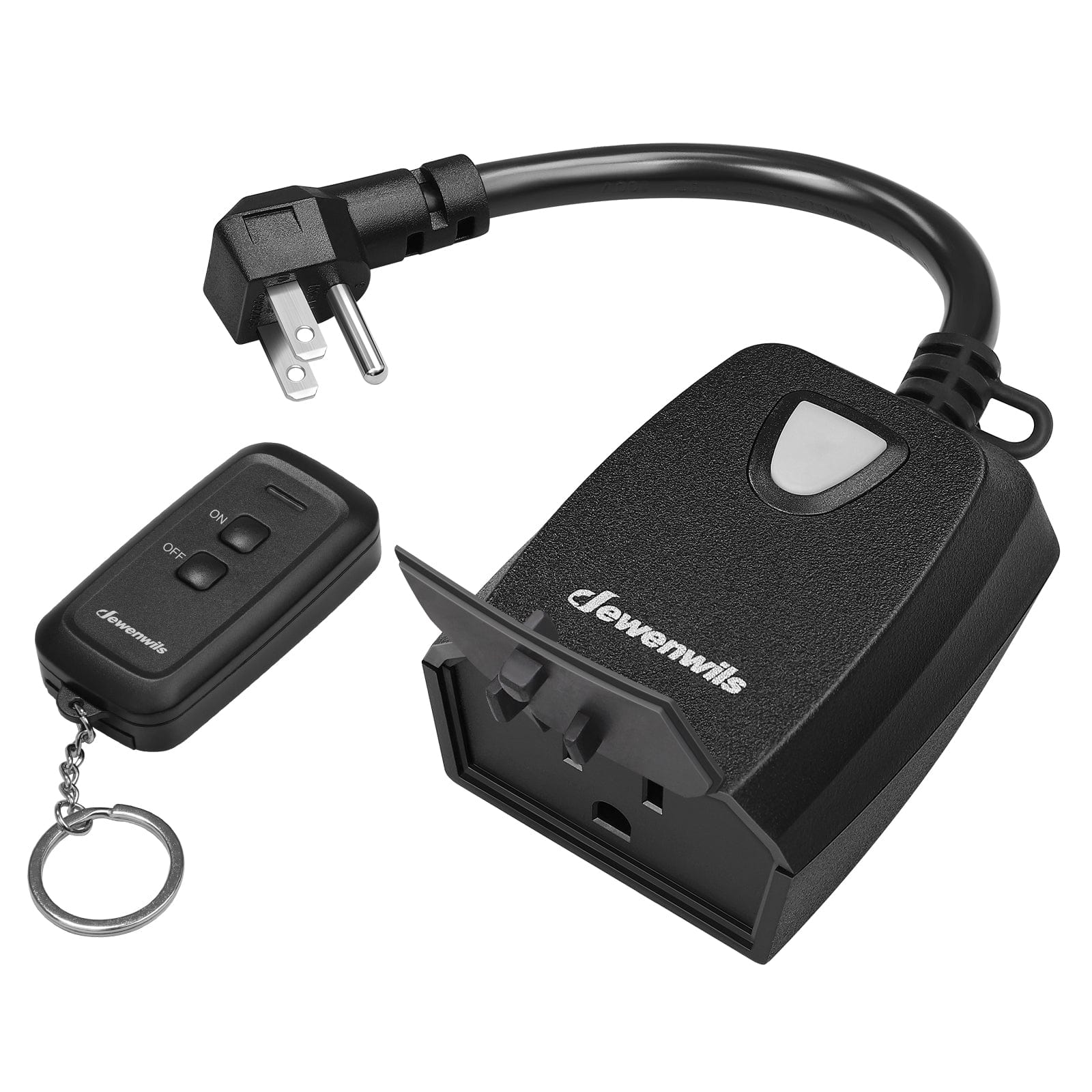 DEWENWILS Wireless Remote Control Electrical Outlet Switch Outdoor Indoor Waterproof, 15 AMP Heavy Duty, 3-Prong Plug-in Outlet, 7 Inch Cord, 100 Feet Range, Pre-Programmed, ETL and FCC Listed-SHORS11H