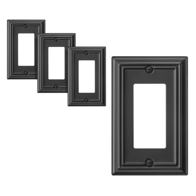 DEWENWILS 4-Pack Metel Decorator Outlet Cover, Wall Plates for Electrical Outlets, GFCI, Dimmer Switch, Black Finish-HRWP14D