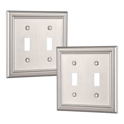 DEWENWILS 2 Pack Toggle Wallplates, Brushed Nickel Light Switch Covers, Heavy Duty Matel Material-HTWP22A