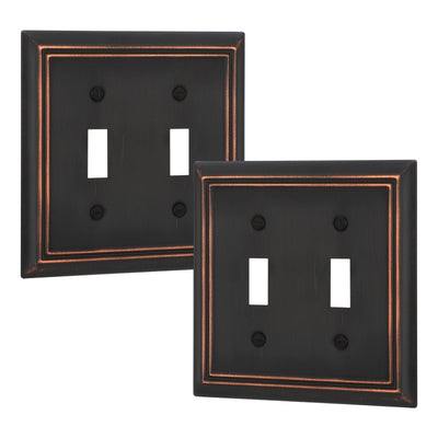 DEWENWILS 2 Pack Toggle Wallplates, Aged Bronze Light Switch Covers, Heavy Duty Matel Material-HTWP22B