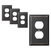 DEWENWILS 4-Pack Duplex Outlet Wall Plate, Metal Wall Plates for Electric Outlet, Aged Bronze Switch Cover-HDWP02B