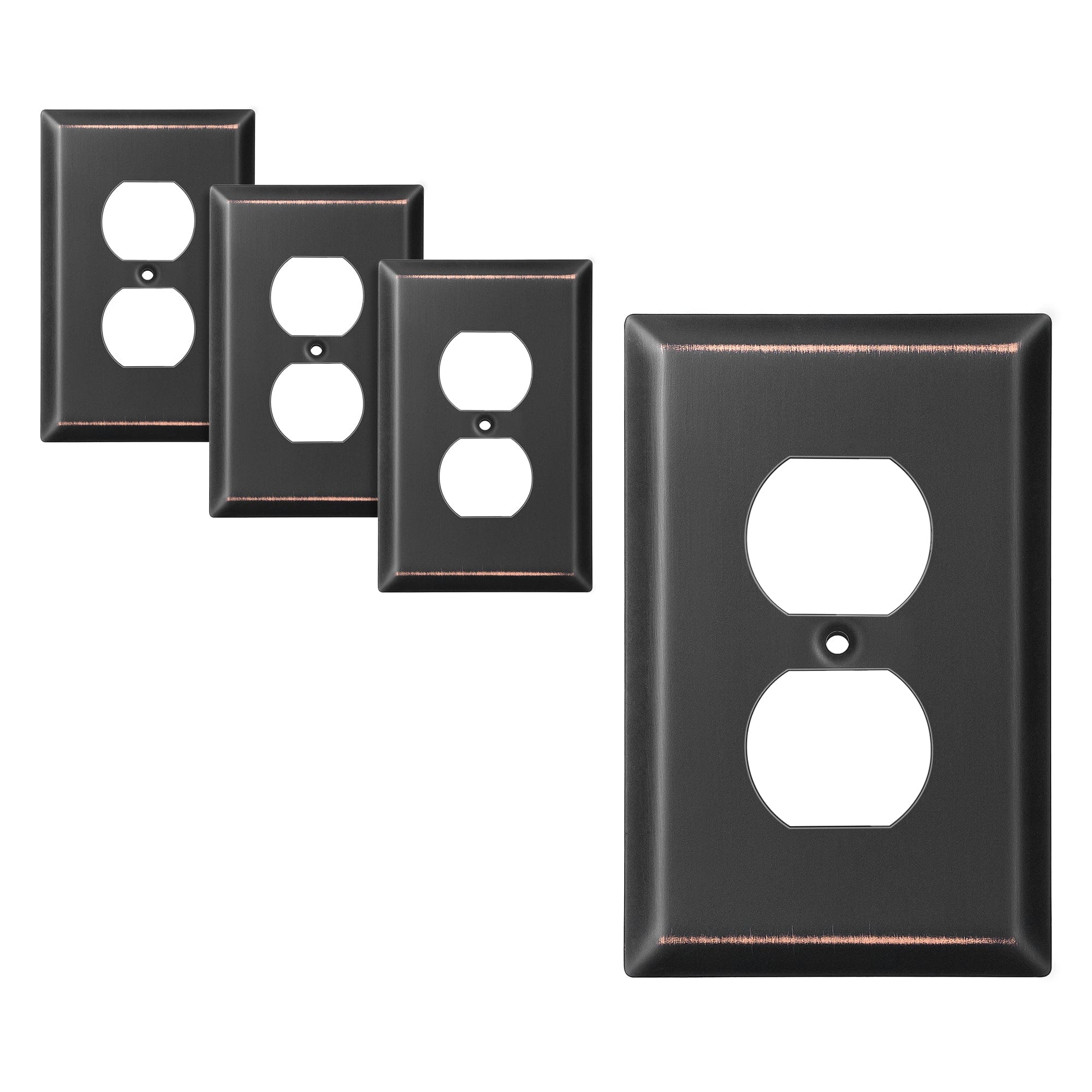 DEWENWILS 4-Pack Duplex Outlet Wall Plate, Metal Wall Plates for Electric Outlet, Aged Bronze Switch Cover-HDWP02B