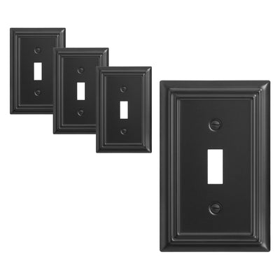 DEWENWILS 4-Pack Toggle Wall Plates, Metal Light Switch Cover with Black Finish, Heavy Duty Face Plates for Home Decor-HTWP14D