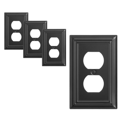 DEWENWILS 4-Pack Metal Duplex Wallplates, Black Finish Outlet Covers for Electrical Outlets-HDWP14D