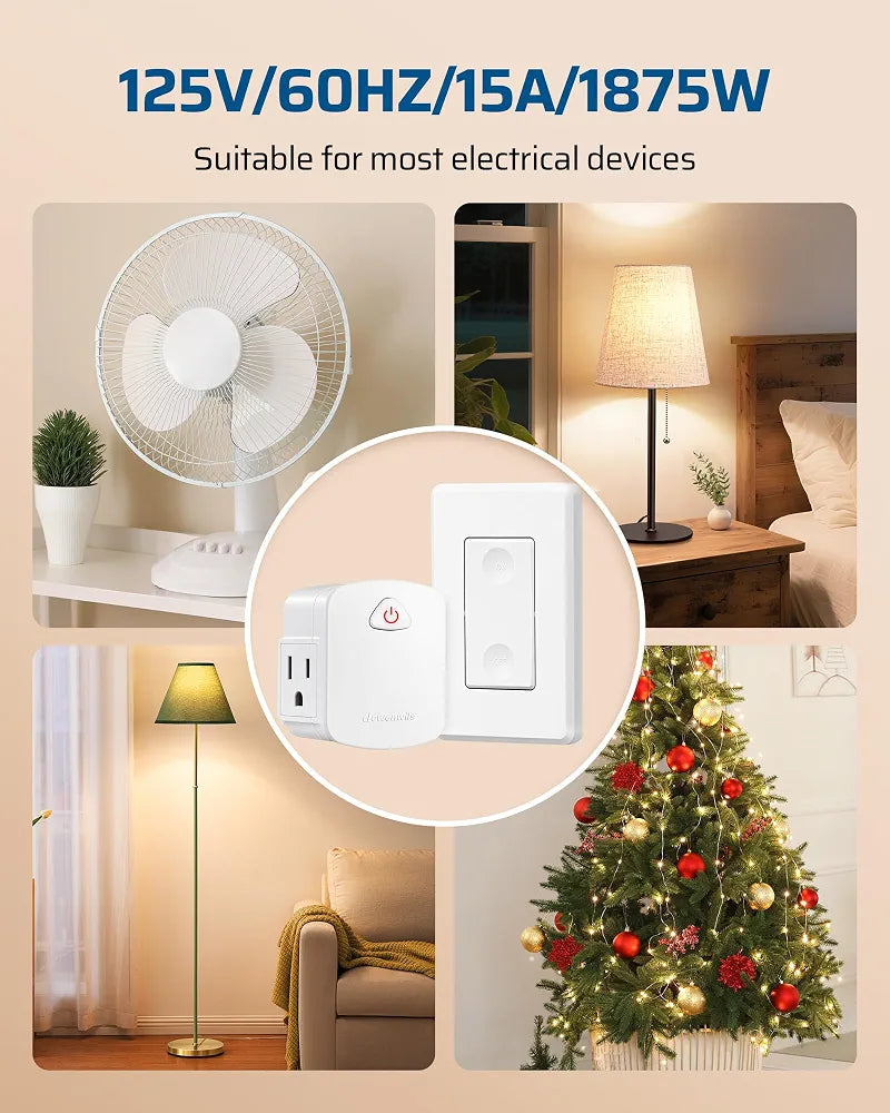 DEWENWILS Remote Switch Outlet with Side Outlet, 15A/1875W, ETL Listed