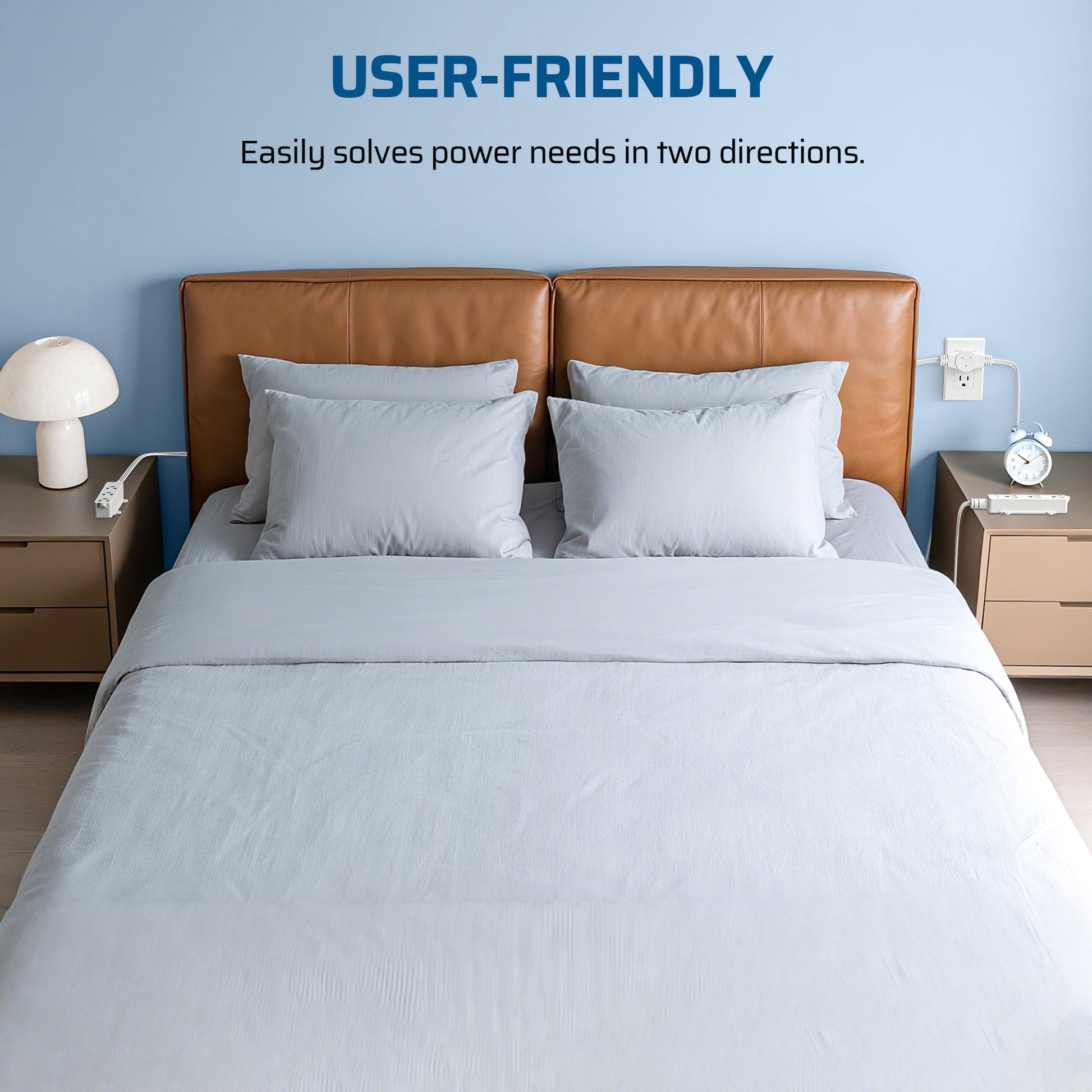 DEWENWILS 10ft (5+5) Twin Extension Cord for Indoor 3 Prong 16/3 AWG Power Strip, SPT-3 5ft Each Side with 3 Outlets