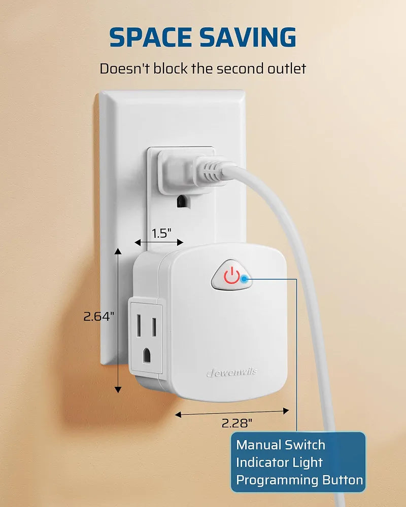DEWENWILS Remote Switch Outlet with Side Outlet, 15A/1875W, ETL Listed