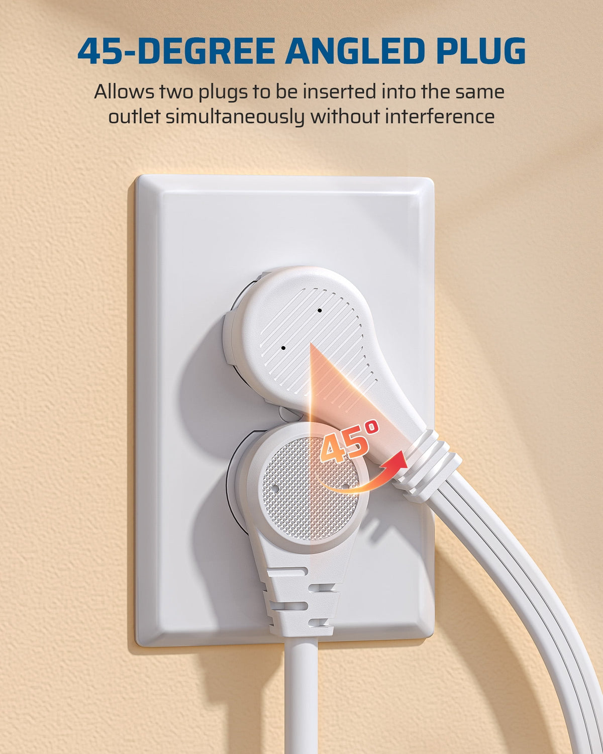 DEWENWILS 6 FT Extension Cords for Indoor Flat Plug with Hanging Hole 3 Grounded Outlets