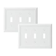 DEWENWILS 2 Pack Tripple Toggle Light Switch Cover, Metal Switch Plate Cover, White Finish-HTWP32C