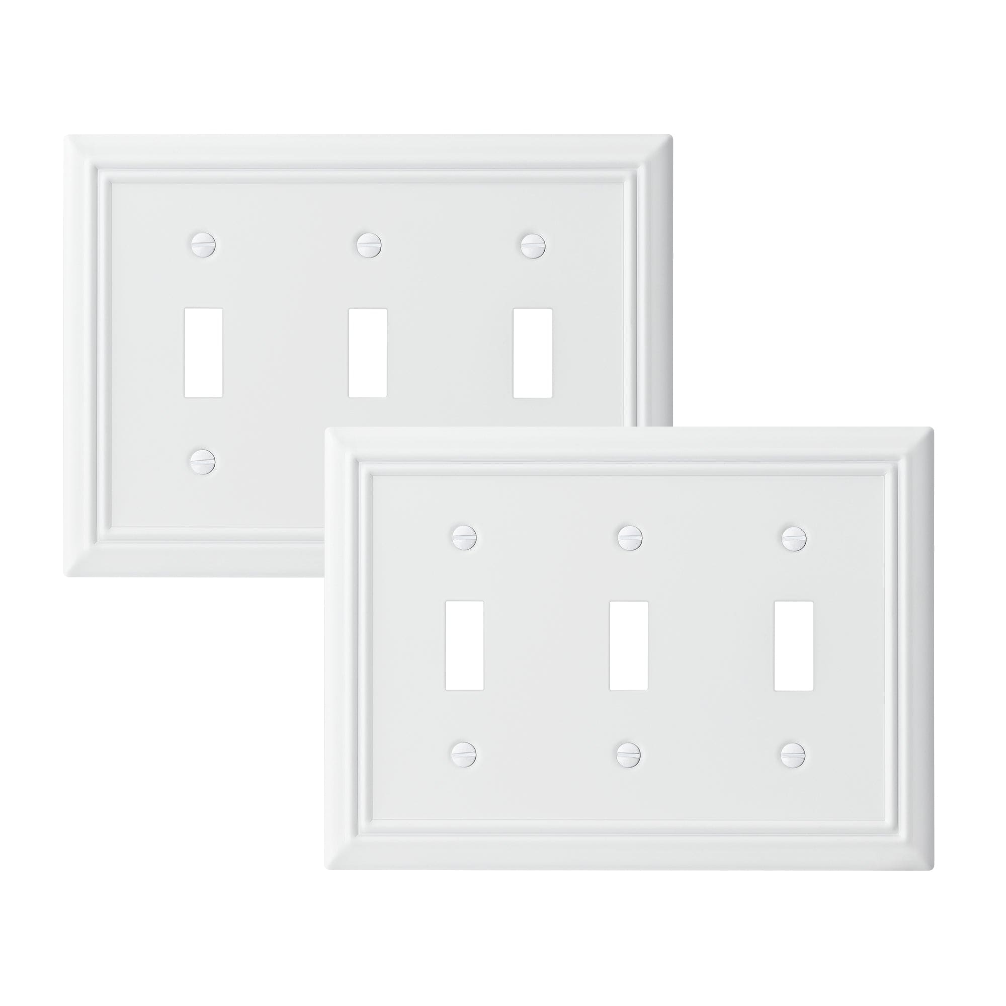 DEWENWILS 2 Pack Tripple Toggle Light Switch Cover, Metal Switch Plate Cover, White Finish-HTWP32C