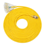 DEWENWILS 25ft Tri-Tap Extension Cord Splitter, 14/3 Gauge Heavy Duty Power Cable, SJTW 15 Amp for Multiple Appliances, LED Lighted Plug-HTOY25H