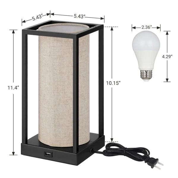 DEWENWILS 11.4'' Bedside Table Lamp Set with USB,Set of 2-HLTL02Q