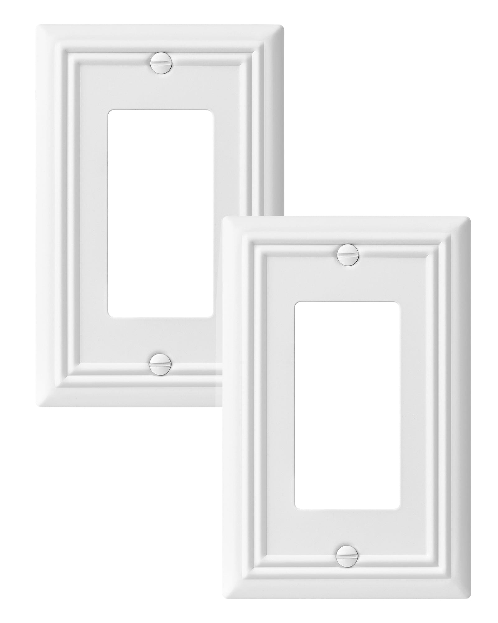 DEWENWILS Decorator Outlet Covers, White Metal Light Switch Cover Plates, 4.92" x 3.14" Decorative Outlet Wall Plates, Switch Plate Covers for Home Decor, 2 Pack-HRWP12C