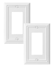 DEWENWILS Decorator Outlet Covers, White Metal Light Switch Cover Plates, 4.92" x 3.14" Decorative Outlet Wall Plates, Switch Plate Covers for Home Decor, 2 Pack-HRWP12C