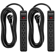 DEWENWILS Surge Protector Power Strip with 15 Ft Extra Long Extension Cord, Low Profile Flat Plug,15 Amp Circuit Breaker, 500 Joules, Wall Mount (2 Pack)-HOU615B