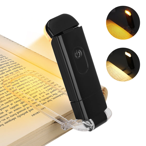 DEWENWILS Amber Book Light, USB Rechargeable Book Light for Reading in Bed, Clip on Book Light, Brightness Adjustable, Sleep Aid Light, Warm White (Black)-HBRL04K