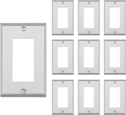DEWENWILS Decorator Metal Wall Plate, 10-Pack Stainless Steel Outlet Cover for Receptacle, Dimmer Switch, Corrosion Resistant, Brushed Finish, Silver-HMWP01J