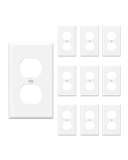 DEWENWILS Metal Duplex Wall Plate, Electrical Outlet Cover Plates, Dual Electric Receptacle Plug Covers for Living Room, Bedroom, Bathroom, Kitchen, Smooth White (10-Pack)-HDWP05A
