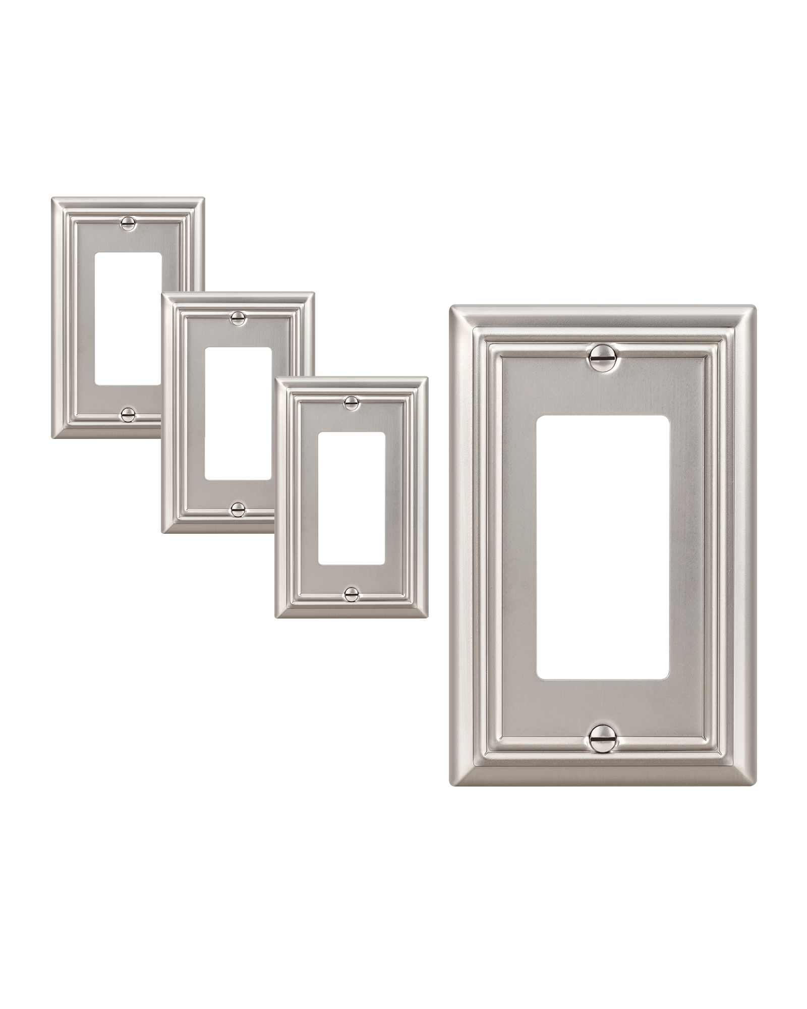 DEWENWILS 4-Pack Metal Wall Outlet Cover, Decorator Wall Plates for Receptacle, GFCI Outlet, Dimmer Switch, Satin Nickel-HRWP14A
