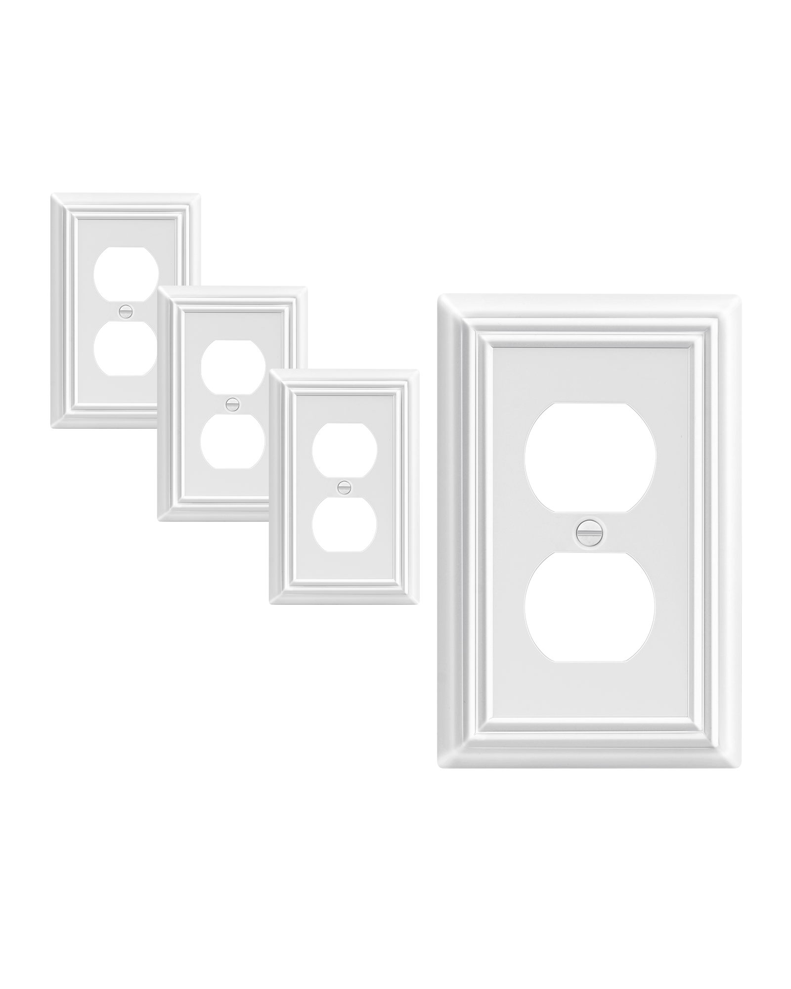 DEWENWILS 4-Pack Duplex Wallplates, Metal Receptacle Outlet Cover with White Finish, for Electrical Outlets-HDWP14C