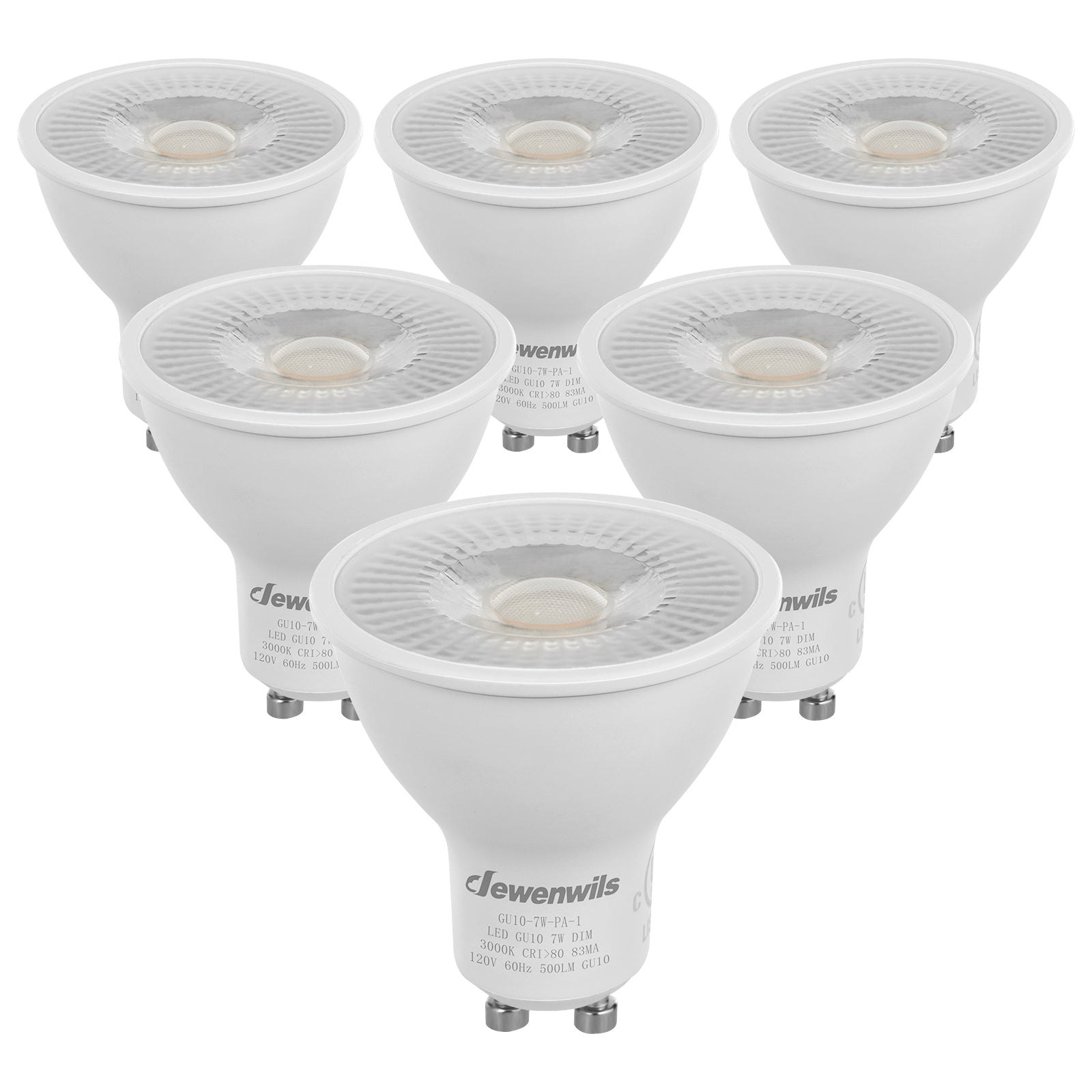 DEWENWILS 6-Pack GU10 LED Dimmable Bulb, 500LM, 3000K Warm White Track 7W(50W Equivalent) Two Prong Light Bulb – Dewenwils