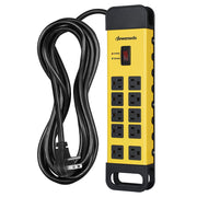 DEWENWILS 10-Outlet Metal Surge Protector Power Strip with 15Ft Cord, Flat Plug, 15A Circuit Breaker, 1440Joules for Garage, Workshop, Wall Mountable-HOU100B