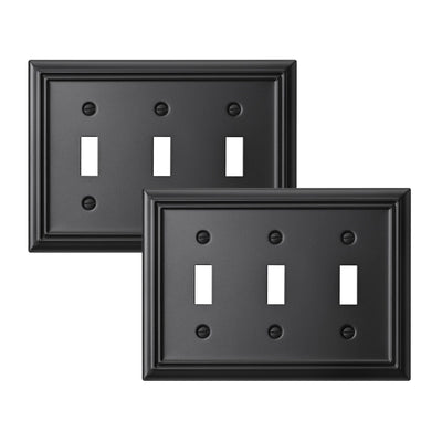 DEWENWILS 2 Pack Triple Toggle Wallplates, Black Light Switch Covers, Heavy Duty Metal Material-HTWP32D