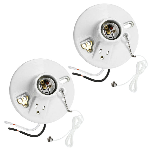 DEWENWILS Light Socket with Grounded Outlet, E26/E27 Base (2 Pack)-HPLS01A