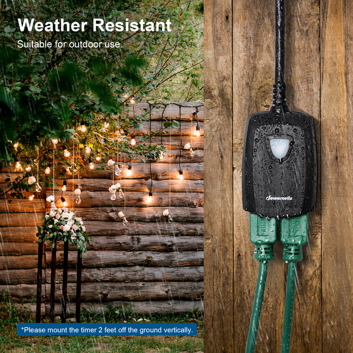 DEWENWILS Waterproof Timer with Remote, On/Off Repeat Cycle Outlet with Plug in Digital Timer for Holiday String Light