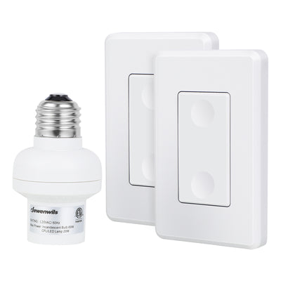 DEWENWILS Programmable Wireless Remote Control Light Bulb Socket (E26/E27) and Switch (2 Switches + 1 Socket)--F1SHRLS21B1