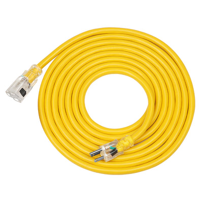 DEWENWILS 15ft Indoor/Outdoor Extension Cord with Lock, 12/3 Gauge SJTW 15 Amp Yellow Outer Jacket Contractor Grade Heavy Duty Anti-Shedding Power Cable with LED Lighted Plug-HLCY15A