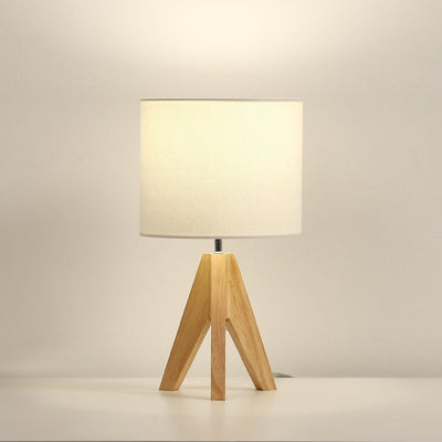 DEWENWILS 14.2 inches Bedside Table Lamp, Wood Tripod Nightstand Lamp with Linen Fabric Shade, Small Bedroom Lamp for Nightstand, Nursery, Kids Room, College Dorm, Coffee Table, Bookcase-F1HLTL05F