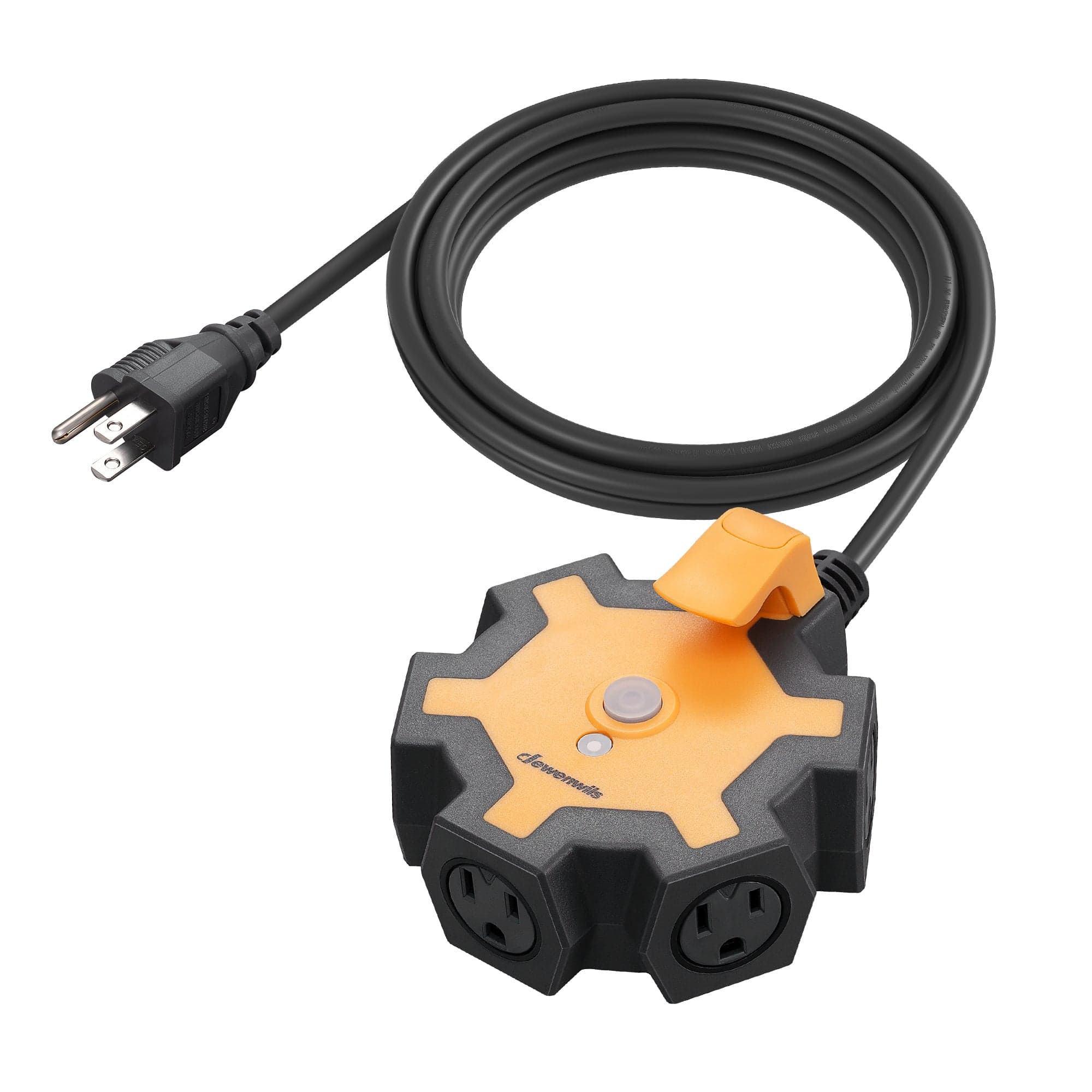 DEWENWILS 5-Outlet Power Strip with 6ft Heavy Duty Extension Cord, 14 Gauge SJTW for Indoor Outdoor, 15AMP Overload Protection, Swivel Safety Covers-HOU506B