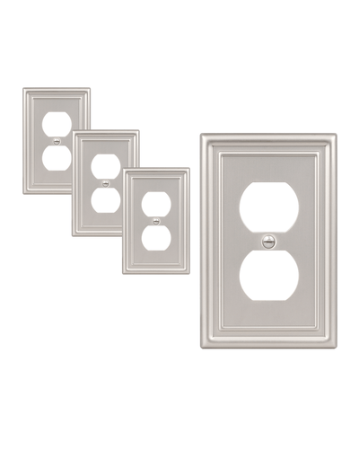 DEWENWILS 4-Pack Metal Wall Plates, Brushed Nickel Outlet Cover, Duplex Face Plates for Electrical Outlets-HDWP01A