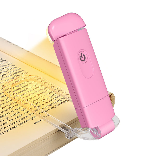 DEWENWILS Amber Book Light, USB Rechargeable Book Light for Reading in Bed, 3 Brightness Levels, Blue Light Blocking, LED Clip-on Reading Light for Kids, Bookworms (Pink)-HBRL03D