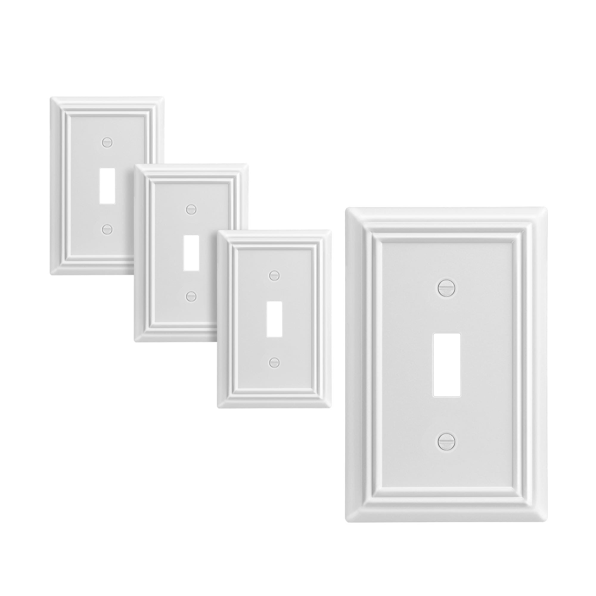 DEWENWILS 4-Pack Toggle Wallplate, Metal Light Switch Covers with White Finish, Heavy Duty Face Plates-HTWP14C