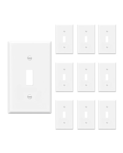 DEWENWILS Metal Light Switch Cover Plate, UL Listed, Toggle Wall Plate Cover, Single Switch Plate Covers, Wall Plates for Light Switches, Electrical Light switch plate, Smooth White (10-Pack)-HTWP05A