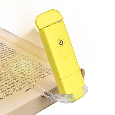 DEWENWILS Rechargeable Book Light for Reading in Bed, Warm White, Brightness Adjustable for Eye Care, LED Clip on Book Lights for Kids, Portable Bookmark Light (Yellow)-HBRL01Y1
