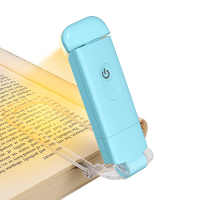 DEWENWILS USB Rechargeable Book Reading Light, Amber Glow, Blue Light Blocking, Brightness Adjustable for Eye-Care, LED Clip on Book Lights, Portable Bookmark Light for Kids (Blue)-HBRL03B