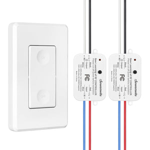 DEWENWILS 100ft Remote Control Wall Light Switch Kit, No WiFi Needed, 1200W/10A (1 Pack Switch+2 Receivers)-HRLS12E