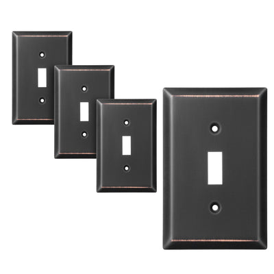 DEWENWILS 4-Pack Toggle Light Switch Cover, Metal Light Switch Plates in Aged Bronze-HTWP02B