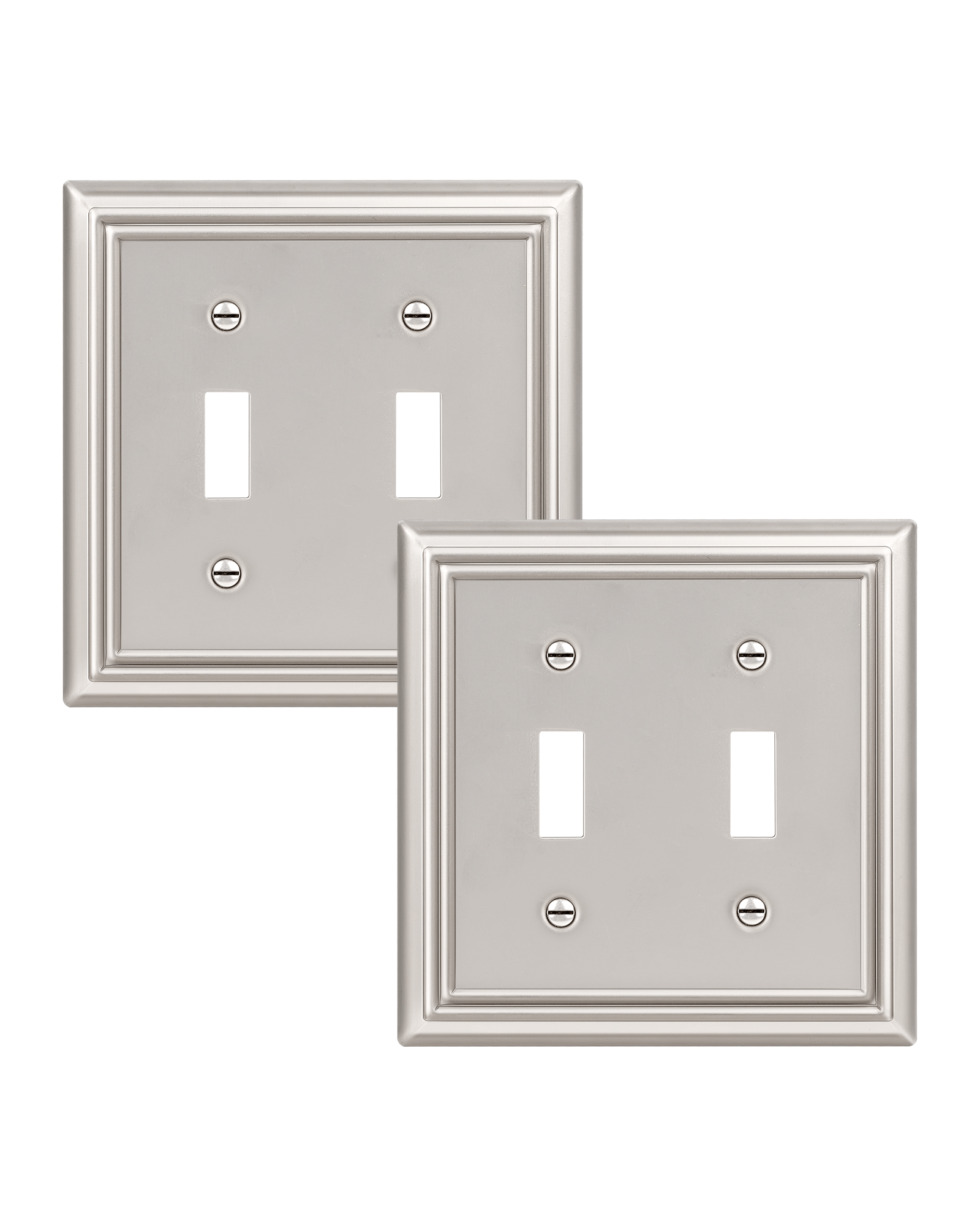 DEWENWILS 2 Pack Toggle Wallplates, Brushed Nickel Light Switch Covers, Heavy Duty Matel Material-HTWP22A