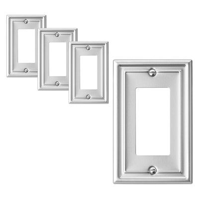 DEWENWILS 4 Pack Brushed Nickel Outlet Covers, Metal decorator Wall Plates for Electrical Outlets, GFCI, Dimmer Switch-HRWP01A