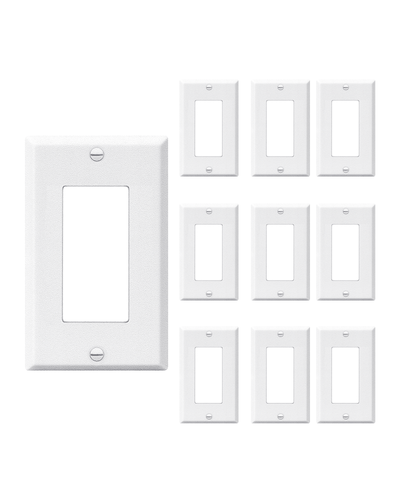 DEWENWILS Metal Wall Plates, UL Listed, Decorator Light Switch Cover Plate or Receptacle Outlet Covers, Electrical Decora Faceplate for Living Room, Bedroom, Bathroom, Kitchen, Texture White (10-Pack)-HRWP05B