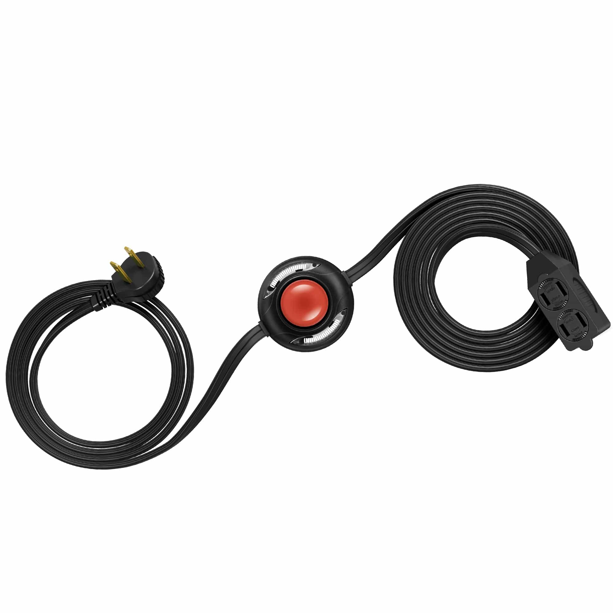 DEWENWILS 12 FT Extension Cord with Multiple Outlets, ON/Off Foot Switch Power Cord, Angled Flat Plug, 2-Prong 3 Outlets, 16/2C-HCFB12A