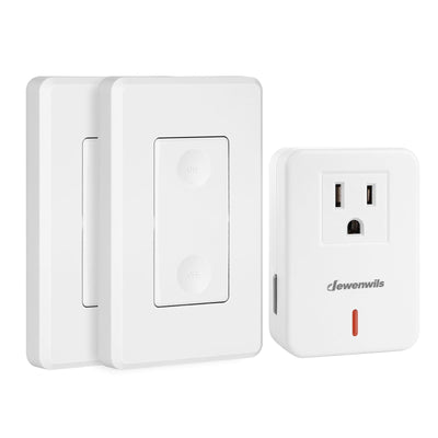 DEWENWILS Indoor 100ft Wireless Remote Control Wall Switch and Outlet (2 Switches +1 Outlet)--F1SHRLS21C1