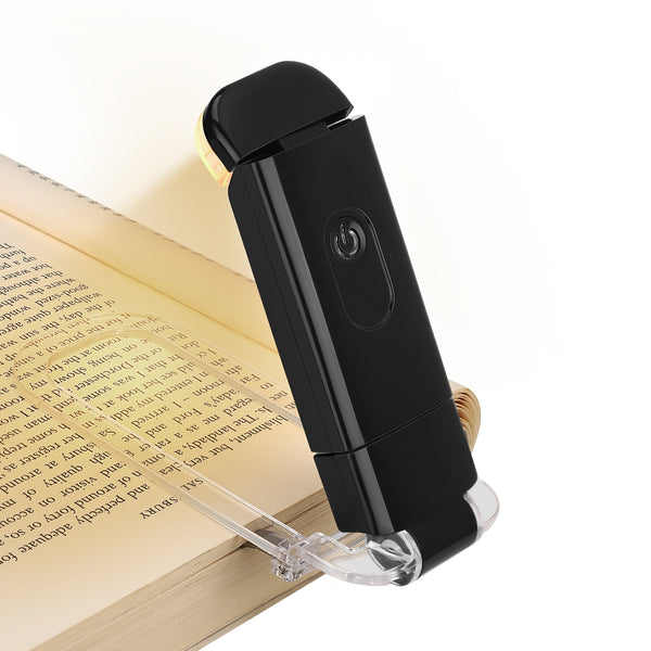 DEWENWILS USB Rechargeable Book Light for Reading in Bed, Warm White, Brightness Adjustable, LED Clip on Book Reading Lights, Perfect for Bookworms, Kids, Black-HBRL01K