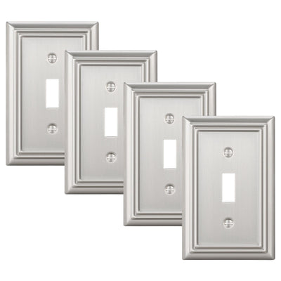 DEWENWILS 4-Pack Metal Wall Plate, Single Toggle Switch Cover, Corrosion Resistant, Brushed Nickel-HTWP14A