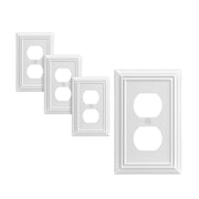 DEWENWILS 4-Pack Duplex Wallplates, Metal Receptacle Outlet Cover with White Finish, for Electrical Outlets-HDWP14C
